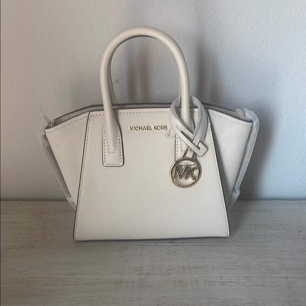 Michael Kors Cream Mini Crossbody Bag with Gold Accents